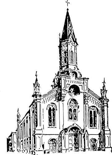 Sketch of Lutheran church of the Ascension in Savannah.